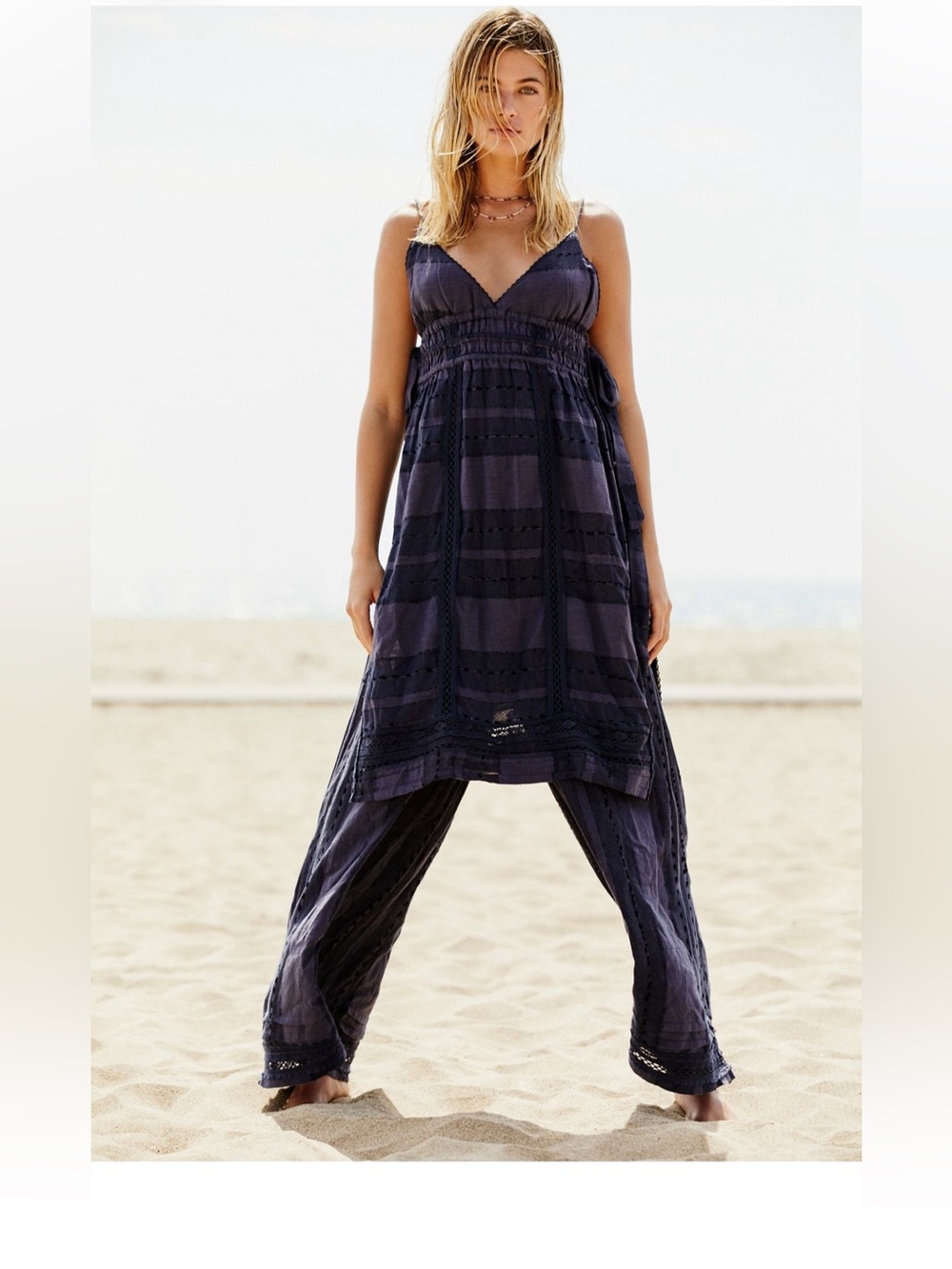 Free People Nikki Set.  Lightweight woven set featuring crochet trim throughout.